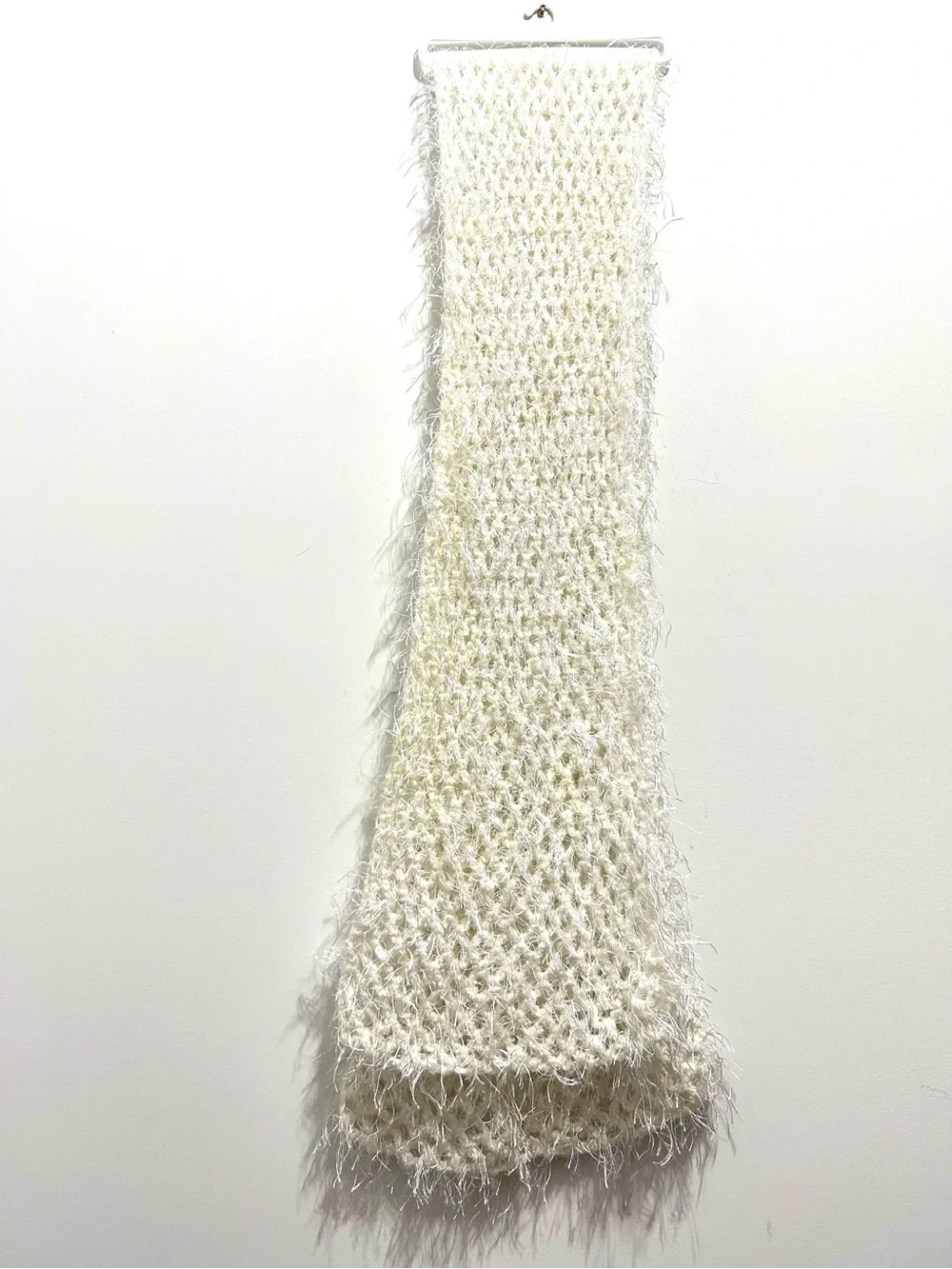 Soft Cream Eyelash Fishnet Knit Scarf